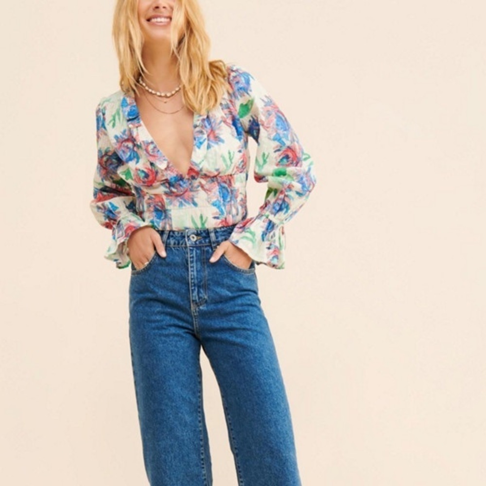 Anthropologie Floral Banded Blouse Size XS - Picture 4 of 15